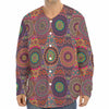 Vintage Bohemian Floral Mandala Print Long Sleeve Baseball Jersey