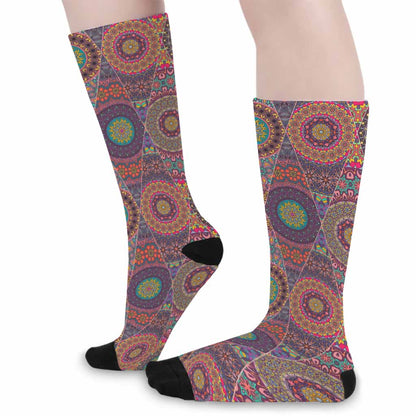 Vintage Bohemian Floral Mandala Print Long Socks
