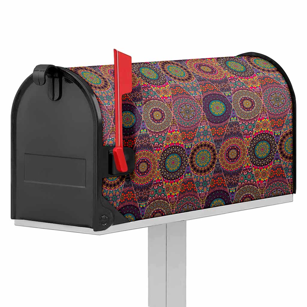 Vintage Bohemian Floral Mandala Print Mailbox Cover
