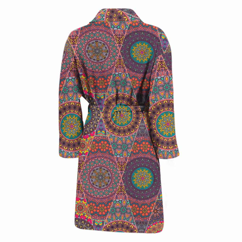 Vintage Bohemian Floral Mandala Print Men's Bathrobe