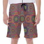 Vintage Bohemian Floral Mandala Print Men's Beach Shorts