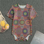Vintage Bohemian Floral Mandala Print Men's Bodysuit