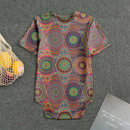 Vintage Bohemian Floral Mandala Print Men's Bodysuit