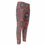 Vintage Bohemian Floral Mandala Print Men's Compression Pants