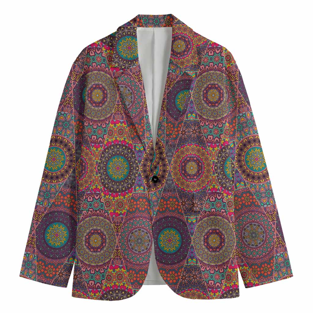 Vintage Bohemian Floral Mandala Print Men's Cotton Blazer