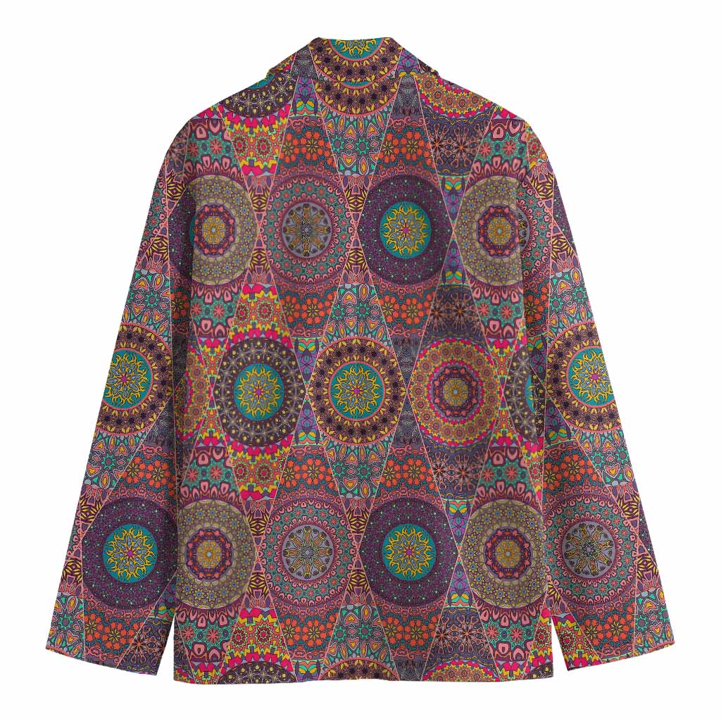 Vintage Bohemian Floral Mandala Print Men's Cotton Blazer