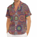 Vintage Bohemian Floral Mandala Print Men's Deep V-Neck Shirt