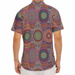 Vintage Bohemian Floral Mandala Print Men's Deep V-Neck Shirt