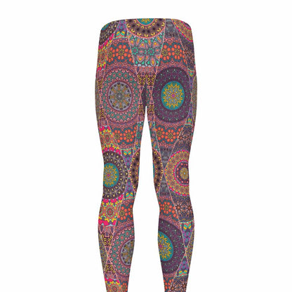 Vintage Bohemian Floral Mandala Print Men's leggings