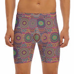 Vintage Bohemian Floral Mandala Print Men's Long Boxer Briefs