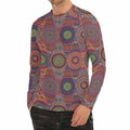 Vintage Bohemian Floral Mandala Print Men's Long Sleeve Rash Guard
