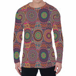 Vintage Bohemian Floral Mandala Print Men's Long Sleeve T-Shirt