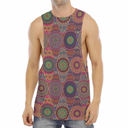 Vintage Bohemian Floral Mandala Print Men's Muscle Tank Top