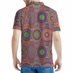 Vintage Bohemian Floral Mandala Print Men's Polo Shirt