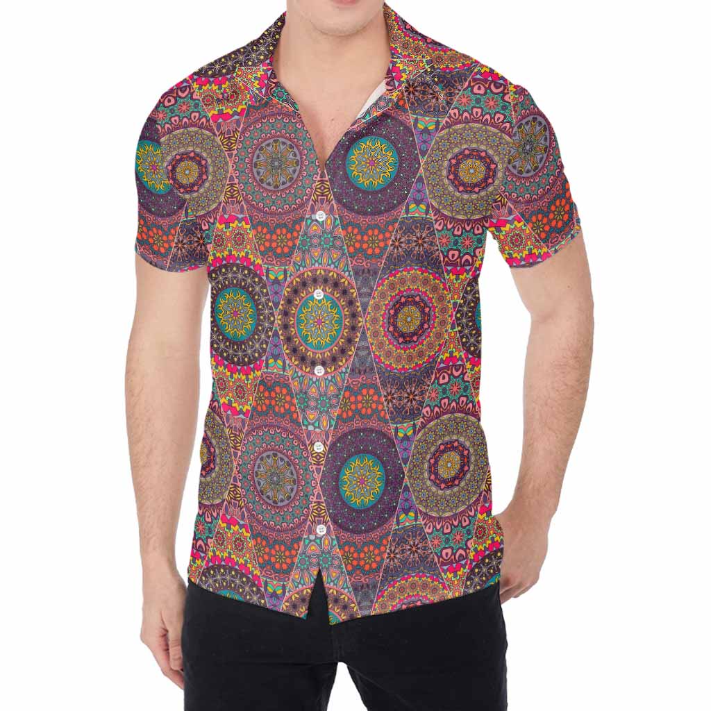 Vintage Bohemian Floral Mandala Print Men's Shirt