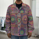 Vintage Bohemian Floral Mandala Print Men's Shirt Jacket