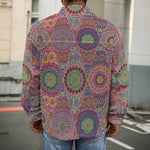 Vintage Bohemian Floral Mandala Print Men's Shirt Jacket