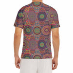 Vintage Bohemian Floral Mandala Print Men's Short Sleeve Rash Guard