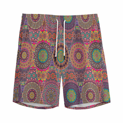 Vintage Bohemian Floral Mandala Print Men's Sports Shorts