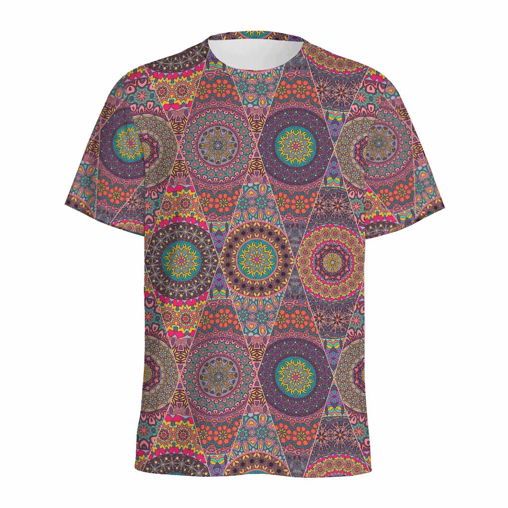Vintage Bohemian Floral Mandala Print Men's Sports T-Shirt