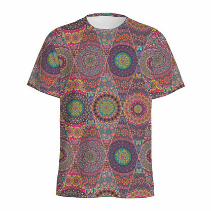 Vintage Bohemian Floral Mandala Print Men's Sports T-Shirt