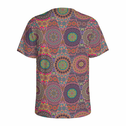 Vintage Bohemian Floral Mandala Print Men's Sports T-Shirt