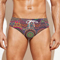 Vintage Bohemian Floral Mandala Print Men's Swim Briefs