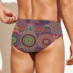 Vintage Bohemian Floral Mandala Print Men's Swim Briefs