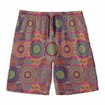 Vintage Bohemian Floral Mandala Print Men's Swim Trunks