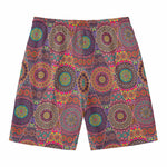 Vintage Bohemian Floral Mandala Print Men's Swim Trunks