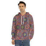 Vintage Bohemian Floral Mandala Print Men's Velvet Pullover Hoodie