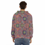 Vintage Bohemian Floral Mandala Print Men's Velvet Pullover Hoodie