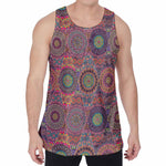 Vintage Bohemian Floral Mandala Print Men's Velvet Tank Top