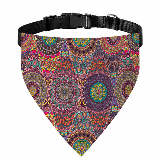 Vintage Bohemian Floral Mandala Print Over The Collar Dog Bandana