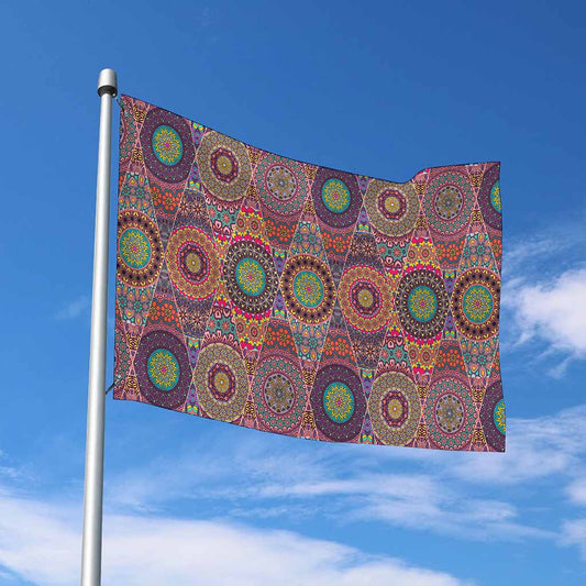 Vintage Bohemian Floral Mandala Print Polyester Flag