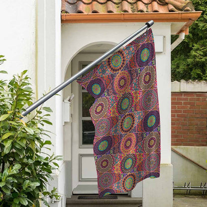 Vintage Bohemian Floral Mandala Print Polyester Flag