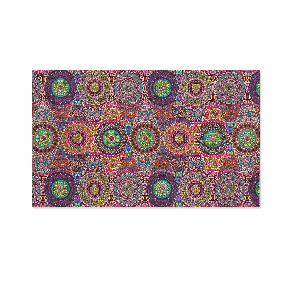 Vintage Bohemian Floral Mandala Print Polyester Flag