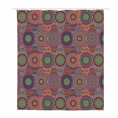 Vintage Bohemian Floral Mandala Print Polyester Shower Curtain
