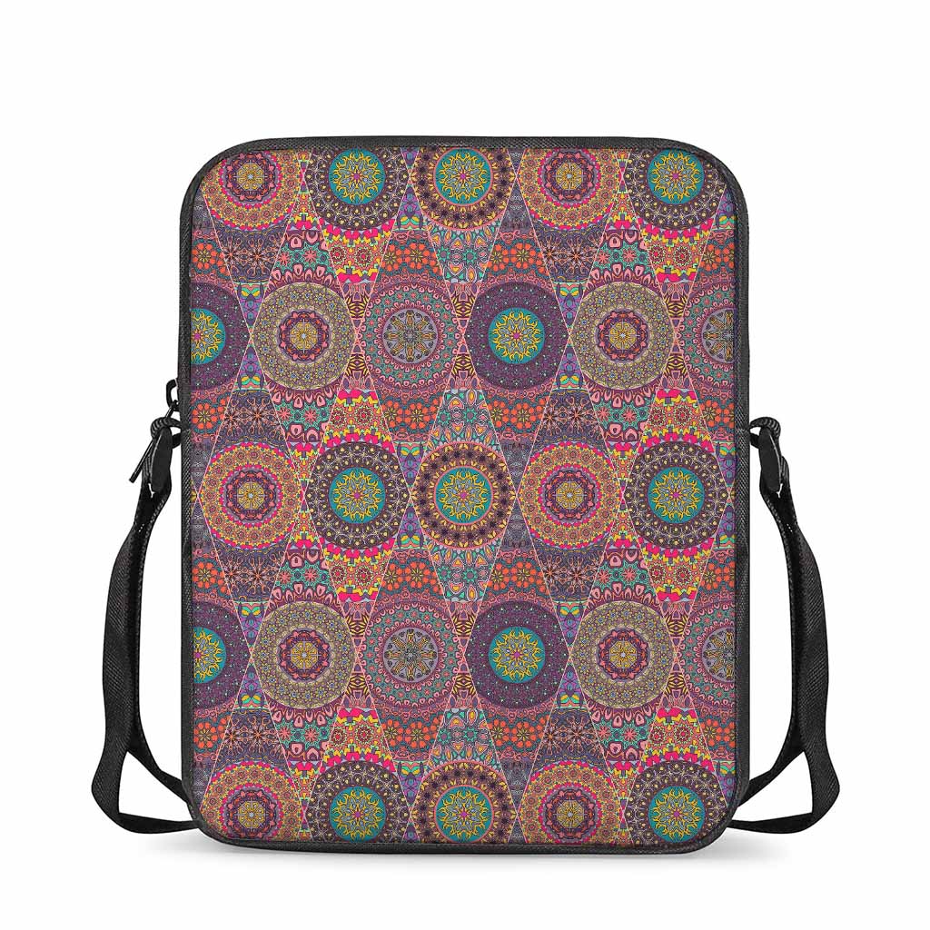 Vintage Bohemian Floral Mandala Print Rectangular Crossbody Bag