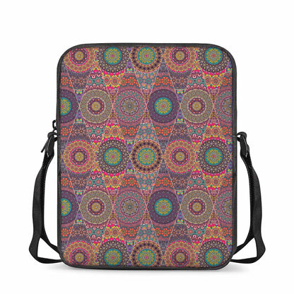 Vintage Bohemian Floral Mandala Print Rectangular Crossbody Bag