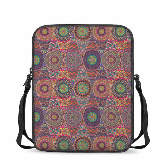 Vintage Bohemian Floral Mandala Print Rectangular Crossbody Bag