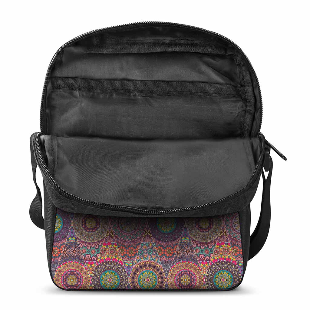 Vintage Bohemian Floral Mandala Print Rectangular Crossbody Bag