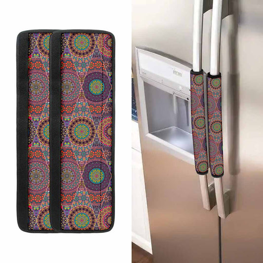 Vintage Bohemian Floral Mandala Print Refrigerator Handle Covers