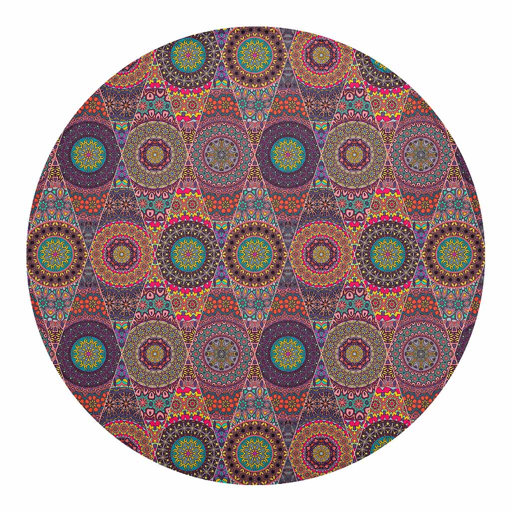 Vintage Bohemian Floral Mandala Print Round Blanket