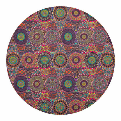 Vintage Bohemian Floral Mandala Print Round Blanket