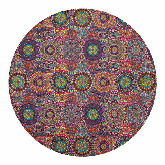 Vintage Bohemian Floral Mandala Print Round Blanket