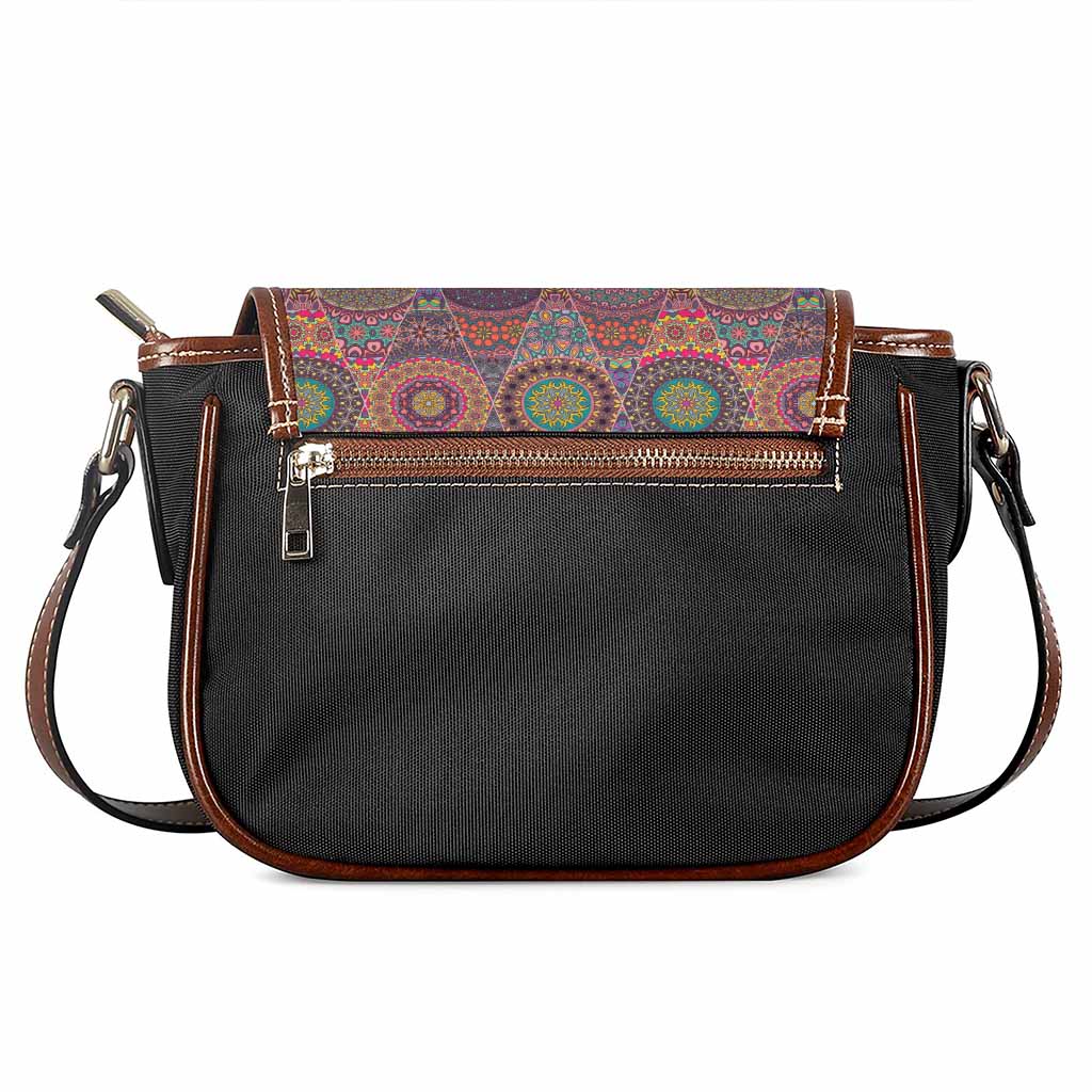 Vintage Bohemian Floral Mandala Print Saddle Bag