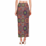 Vintage Bohemian Floral Mandala Print Side Slit Maxi Skirt