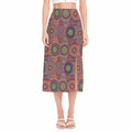 Vintage Bohemian Floral Mandala Print Side Slit Midi Skirt