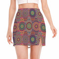 Vintage Bohemian Floral Mandala Print Side Slit Mini Skirt